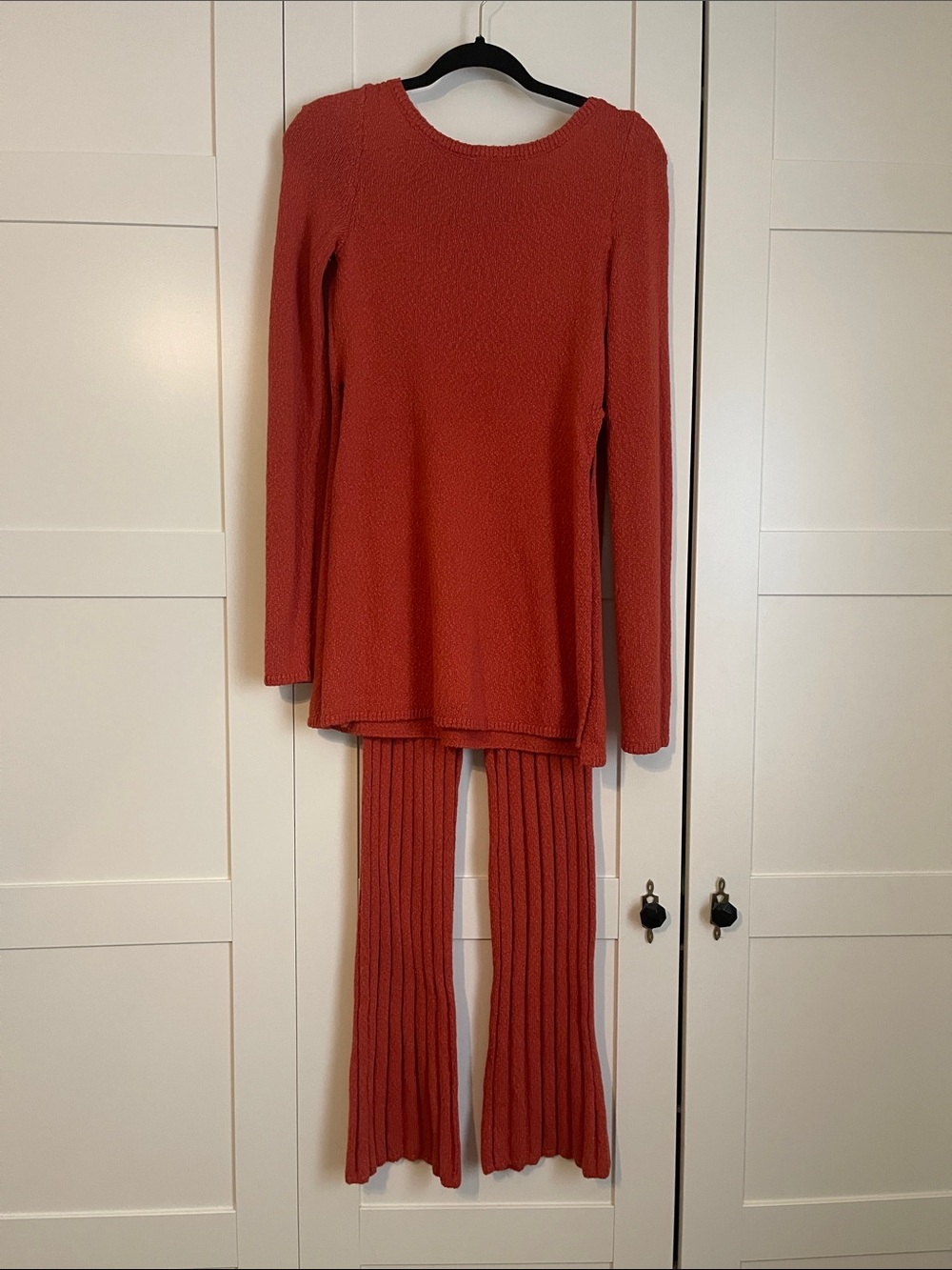 Free People Beach Ribbed Two-Piece Knit Set in Burnt Orange